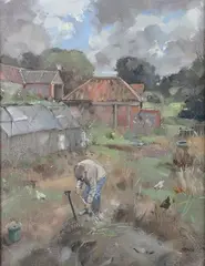 Kieron Williamson, The Old Garden, 21st century oil on canvas-board