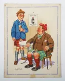 Donald McGill, MacNab's Old Scots Whisky, gouache on card