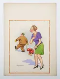 Donald McGill, The trouble is I never get a proposal now, that hasn't got a hiccup in it!, gouache on card