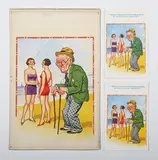 Donald McGill, What's the good of knowing a thing or two if you can't prove it?, gouache on card