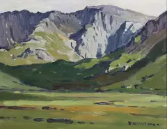 Donald McIntyre, Mountain Landscape, oil on board