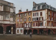 Keith A. Jordan, Place de la Halle, St. Flour, Auvergne, watercolour