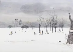 Leslie Worth, The Park Under Snow, 1957, watercolour with gouache
