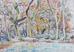 Edgar Holloway, November Trees' (Woodbarton, Ditchling), 1985, watercolour