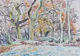Edgar Holloway, November Trees' (Woodbarton, Ditchling), 1985, watercolour