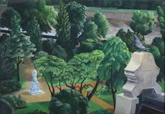 View of Gardens from a Window by Dorian Ker, 1970, oil on canvas, sold Nov 2023