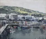 Ian Houston, The Inn & Harbour, Mevagissey, oil on board