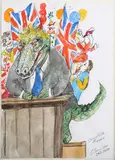 Chris Orr, Crocodile Tears, 2022, watercolour over pencil