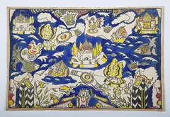 Simon Lissim, The Runaway Soldier (end paper design), ink with gouache on card