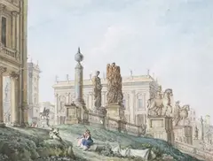 James Forbes, Campidoglio, Capitoline Hill, Rome, watercolour on laid paper