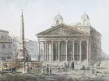 James Forbes, View of the Pantheon and Piazza della Rotunda, Rome, watercolour on laid paper