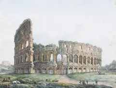 James Forbes, View of the Colosseum, Rome, watercolour on laid paper