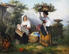 Karel Frans Philippeau, Home from the Vineyard, 1867, oil on panel