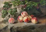 François Joseph Huygens, Still Life with Blackberries and Peaches, 1883, oil on canvas