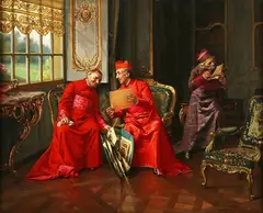 Francesco Brunery, Amusing Prints, oil on panel