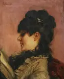 Saverio Francesco Altamura, Half Length Portrait of a Lady reading, oil on canvas