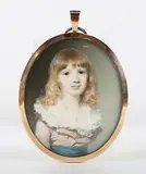 George Engleheart, Oval Half Length Miniature Portrait of Master Nevile Reid, watercolour on ivory