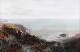 Charles Thomas Burt, Figures on a Path in a Coastal Landscape, oil on canvas