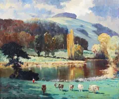 Will Longstaff, Near Steyning' (View of Chanctonbury Ring across Wiston Pond), 1928, oil on canvas
