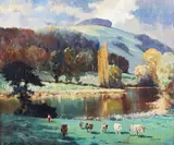 Will Longstaff, Near Steyning' (View of Chanctonbury Ring across Wiston Pond), 1928, oil on canvas