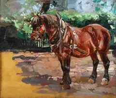 Wilhelm Gotthelf Höhnel, Study of a Horse, oil on board