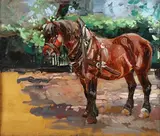 Wilhelm Gotthelf Höhnel, Study of a Horse, oil on board