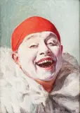 Armand Henrion, Self Portrait as a Laughing Clown, oil on board