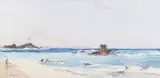 Francis Russell Flint, Surf Riders at Corbiere, Jersey, 1979, watercolour