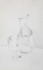 Juan Gris, Carafe and Glass, pencil on laid paper