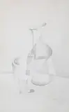 Juan Gris, Carafe and Glass, pencil on laid paper