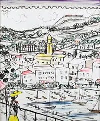 John Paddy Carstairs, Positano, 1963, ink with watercolour and gouache