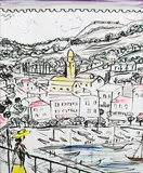 John Paddy Carstairs, Positano, 1963, ink with watercolour and gouache