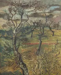 Mervyn Peake, Landscape with Trees, oil on canvas