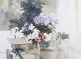 John Yardley, Cinerarias & Anemones, watercolour