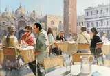 Anatoly Demenko, In San Marco Square, Venice, oil on canvas