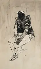 Federico Moroni, Seated Figure, 1954, pen with ink and monochrome wash