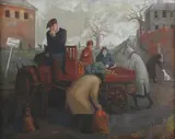 Charles Stuart Daborn, Horse, Cart and Figures, oil on canvas