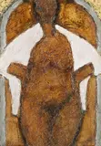 John Emanuel, Standing Figure, 1988, oil on gold leaf paper