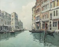 Mario Maresca, Venetian Canal Scene, 1960, oil on canvas