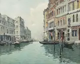 Mario Maresca, Venetian Canal Scene, 1960, oil on canvas