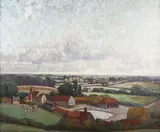 Ethel Louise Rawlins, View over Clayton near Ditchling, oil on canvas