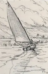 Peter Markham Scott, Sailing, charcoal