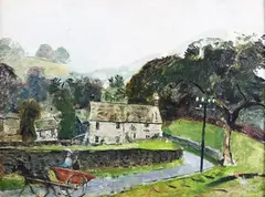 Journey to Grandma by Carel Weight, oil on card, sold May 2023