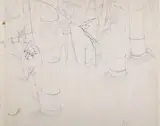 Eliot Hodgkin, Study of Bamboo, pencil with ink