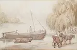 Thomas Rowlandson, On the Thames, watercolour with ink