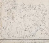 François Boitard, Bacchanalian Scene, pen with ink on laid paper