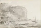 William Marlow, Below Posilippo, monochrome watercolour wash over pencil