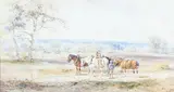 Henry Earp Senior, Returning Home near Sheffield Park, Sussex, 1899, watercolour