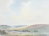Ethelbert White, Downland Landscape with Cows, probably Amberley, Sussex