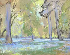 Leonard Richmond, Forest Glade with Bluebells, 1920, pastel with coloured chalks